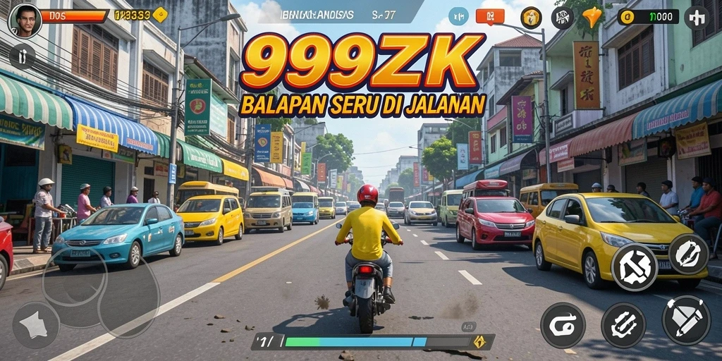 Tampilan menarik dari gameplay balapan di 999ZK.