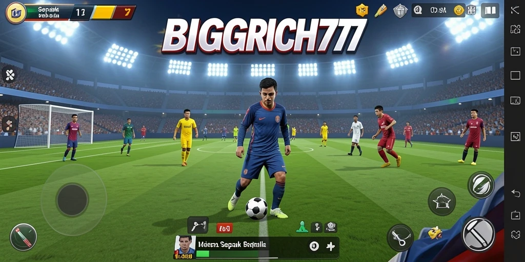 Tampilan gameplay sepak bola yang seru dan menegangkan dalam BIGRICH77.
