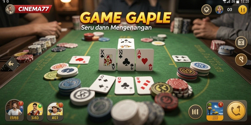 Tampilan gameplay <strong>CINEMA77</strong> yang seru dalam permainan Gaple.