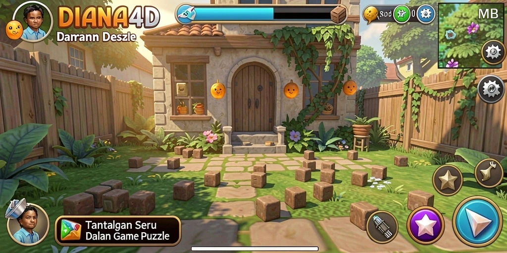 Tampilan gameplay DIANA4D dengan teka-teki yang menantang.