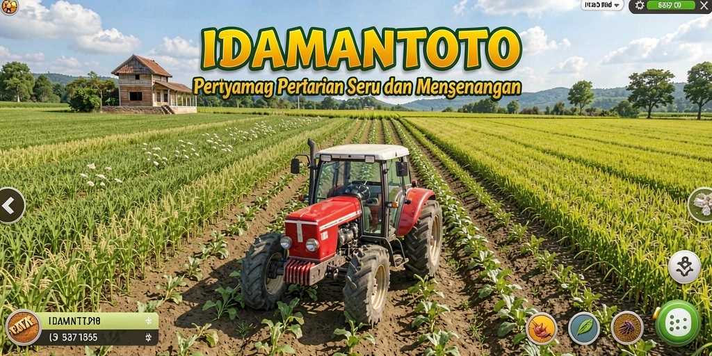 Tampilan gameplay seru IDAMANTOTO dengan pertanian yang rimbun.