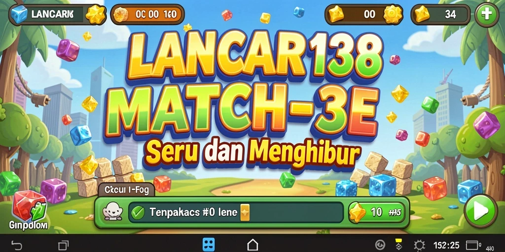 Tangkapan layar LANCAR138 menampilkan gameplay Match-3 yang seru.