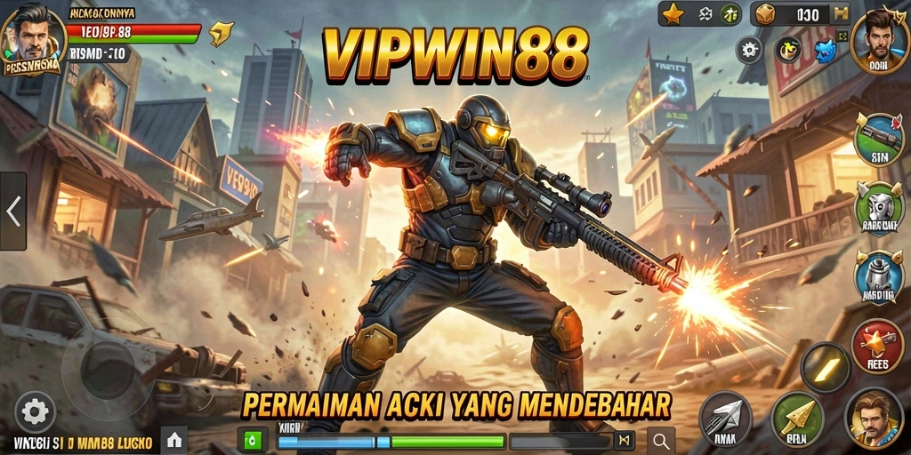 Tampilan utama screenshot <strong>VIPWIN88</strong> menampilkan aksi mendebarkan dalam pertempuran real-time.